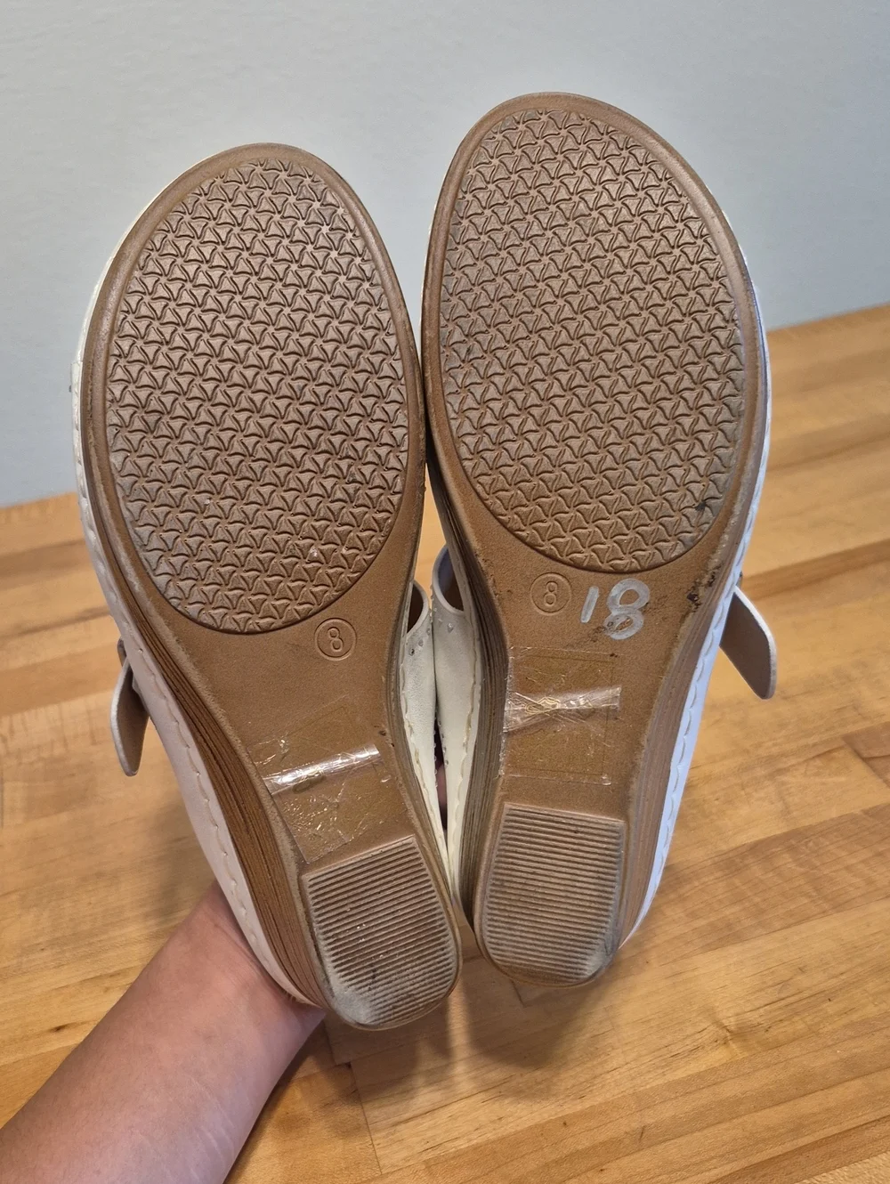 EG Shoes Wedge Heels Off White Beddazzled